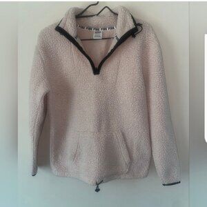 Victoria secret pink sherpa quarter zip Pullover sweater size xs